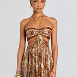 Maxi Šaty Zlatá Aura Okouzlující Večerní Příležitosti