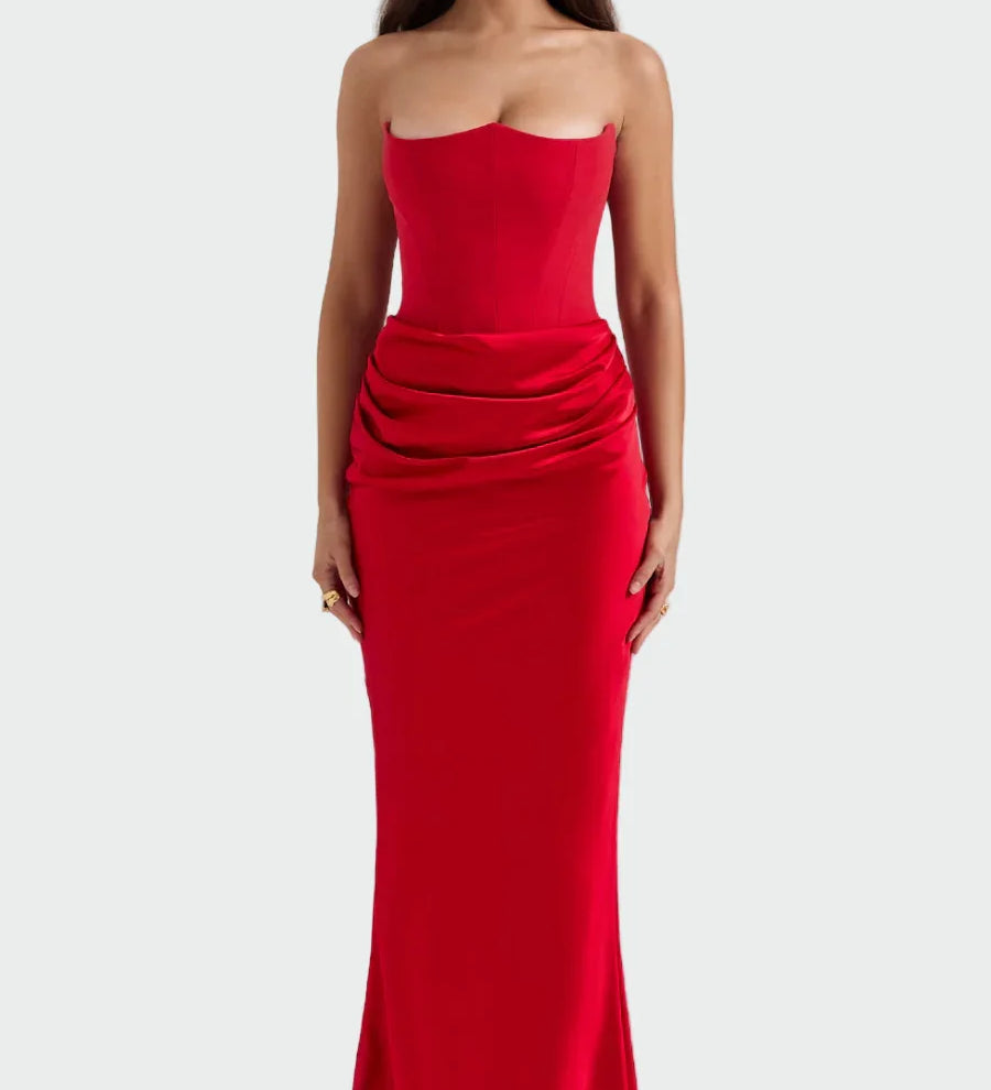 Leilani Elegantní Večerní Šaty Bezramenný Dekolt Maxi