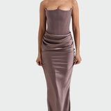 Leilani Elegantní Večerní Šaty Bezramenný Dekolt Maxi