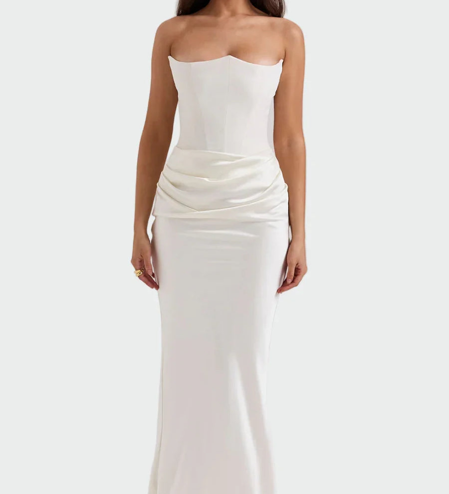 Leilani Elegantní Večerní Šaty Bezramenný Dekolt Maxi