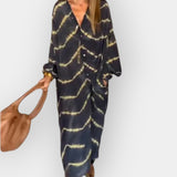 Bohemské Šaty Dlouhými Rukávy Plynulý Střih Lehký Materiál