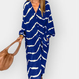 Bohemské Šaty Dlouhými Rukávy Plynulý Střih Lehký Materiál