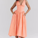 Midi Šaty Romantický Květinový Vzor Elegantní Silueta