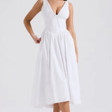 Midi Šaty Romantický Květinový Vzor Elegantní Silueta