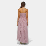 Okouzlující šaty s volány a zavazovacím límcem Levandulové