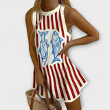 Delara Mini Šaty S Rybím Vzorem Letní Námořní Styl