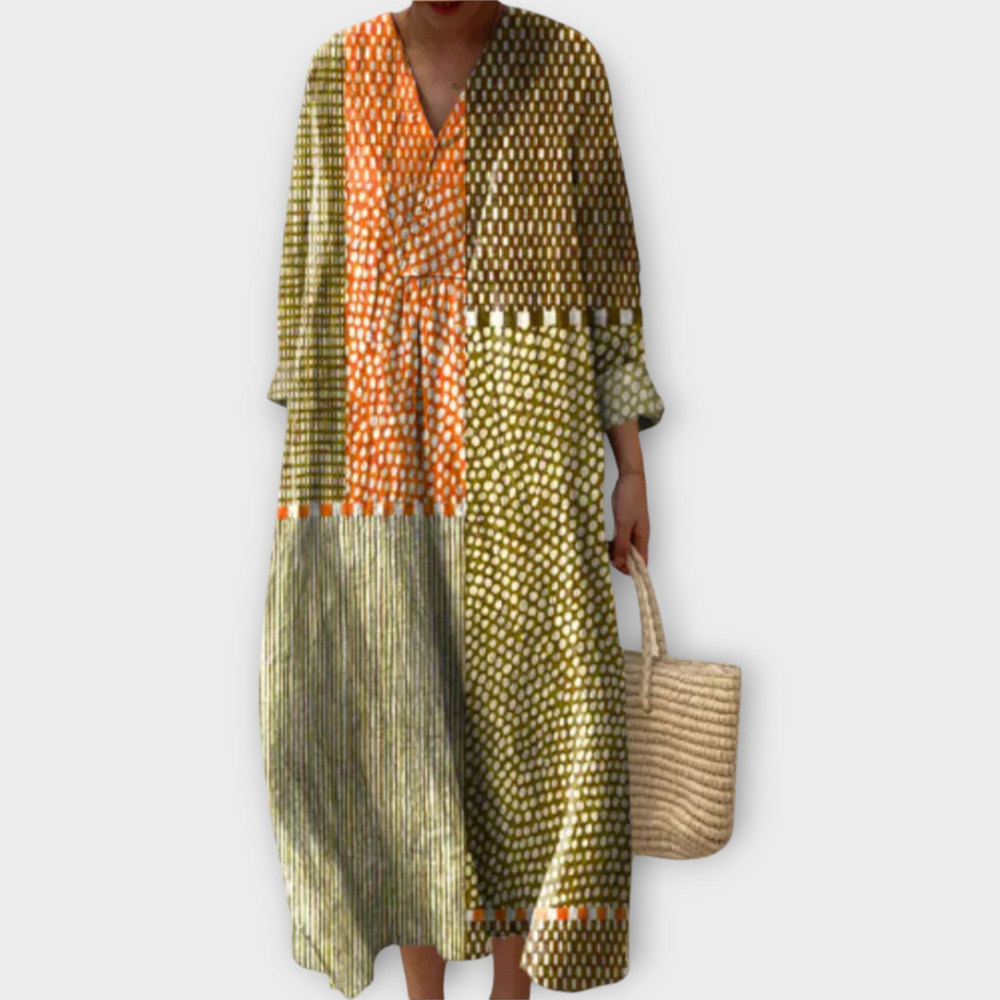 Pohodlné Boho Šaty Se Cikcak Vzorem Hořčicová Barva