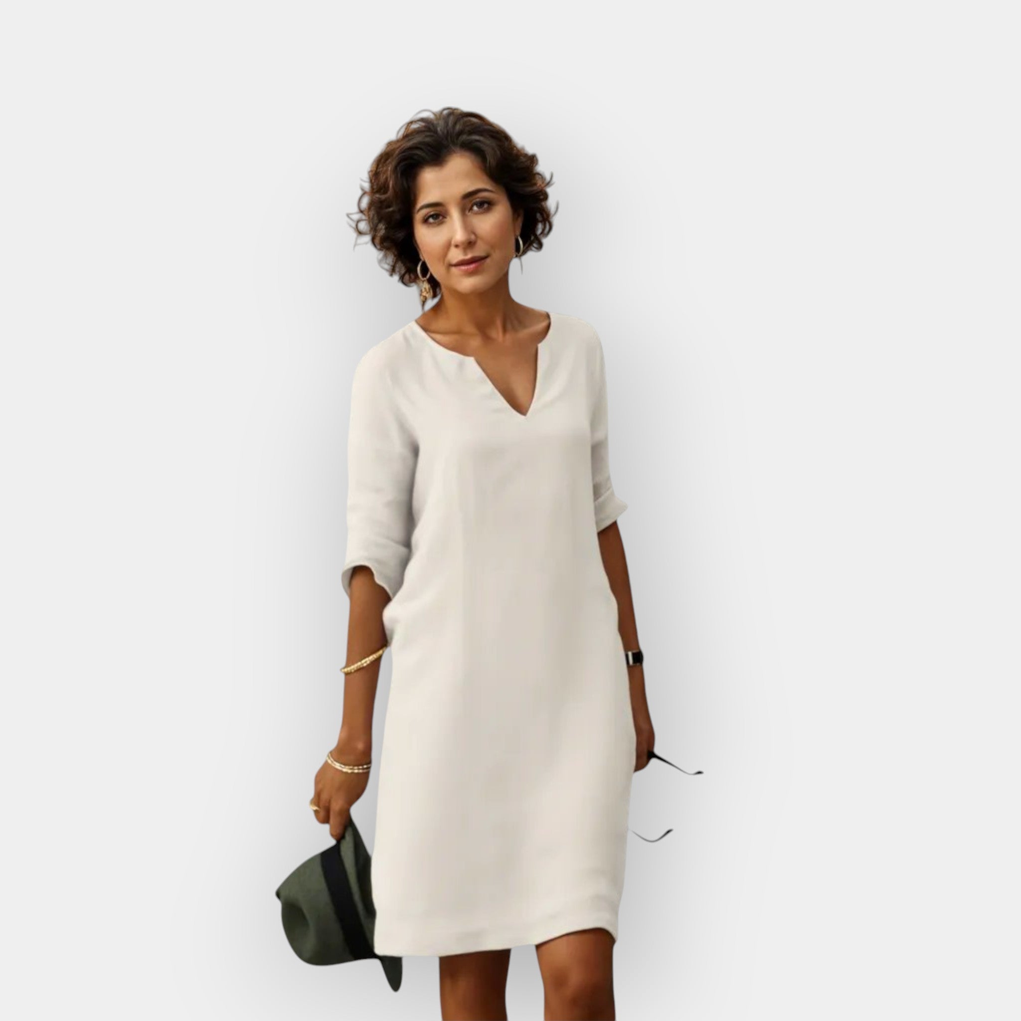 Jasné Letní Šaty Lehký Prodyšný Materiál Elegantní Střih