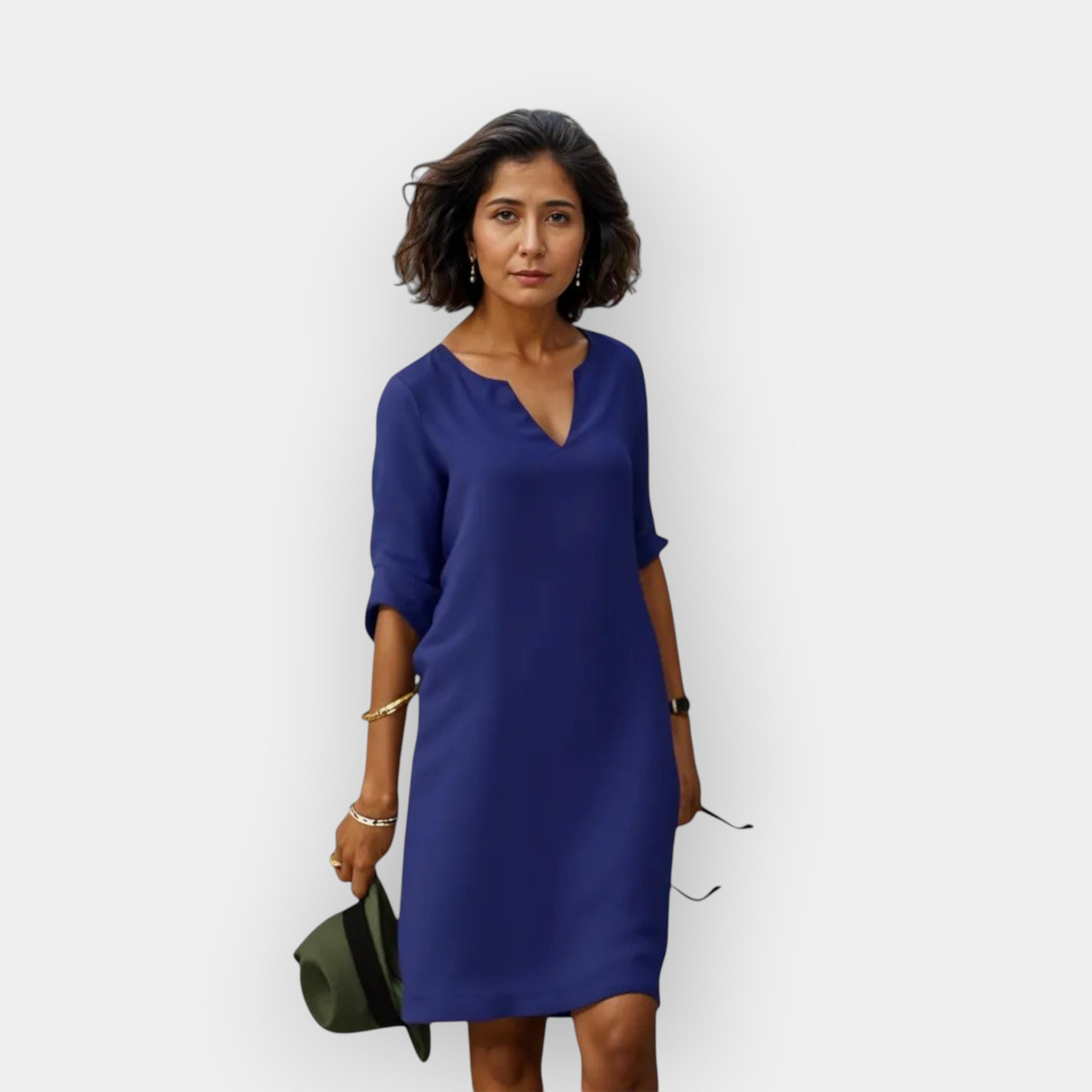 Jasné Letní Šaty Lehký Prodyšný Materiál Elegantní Střih