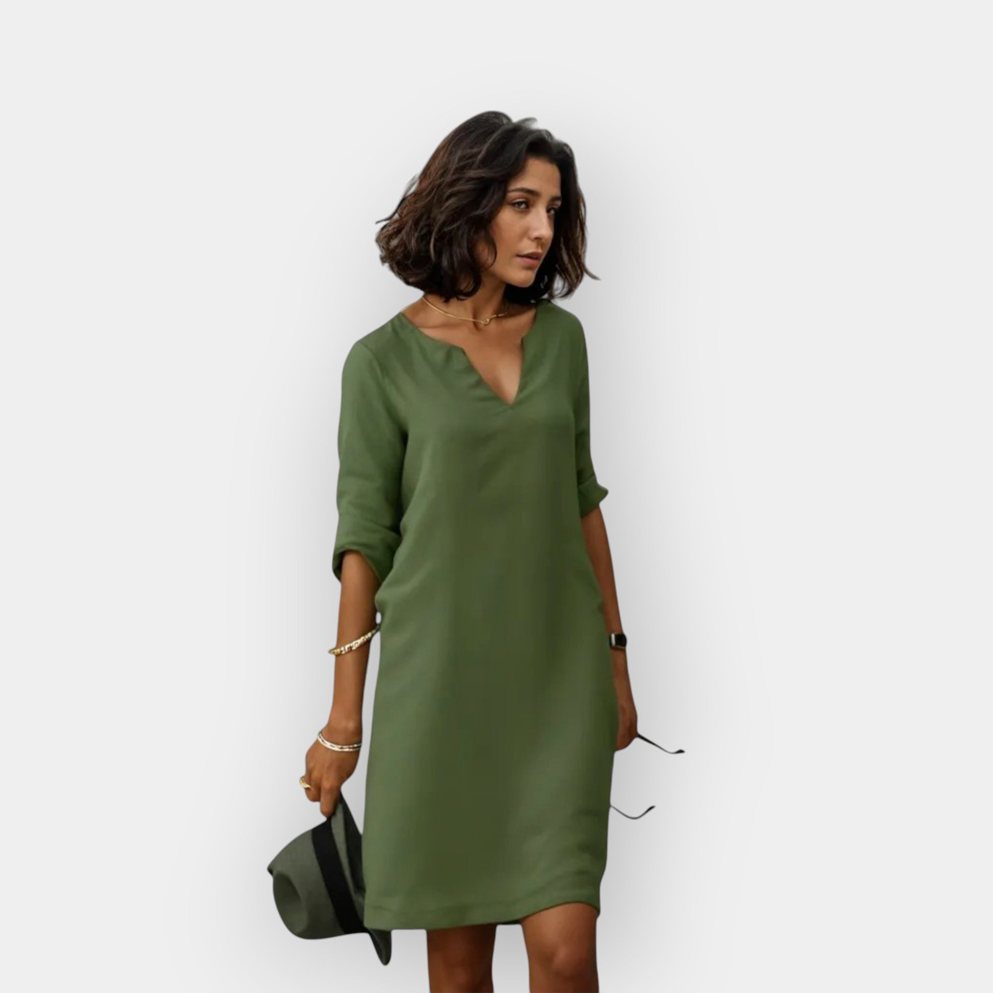 Jasné Letní Šaty Lehký Prodyšný Materiál Elegantní Střih