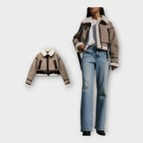 Kožená bunda s podšívkou a páskem