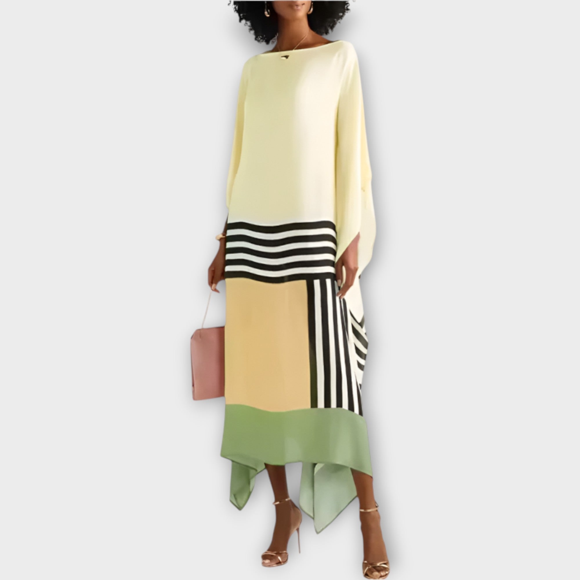 Kaftán S Lineárním Vzorem Letní Lehký Pohodlí Prodyšnost