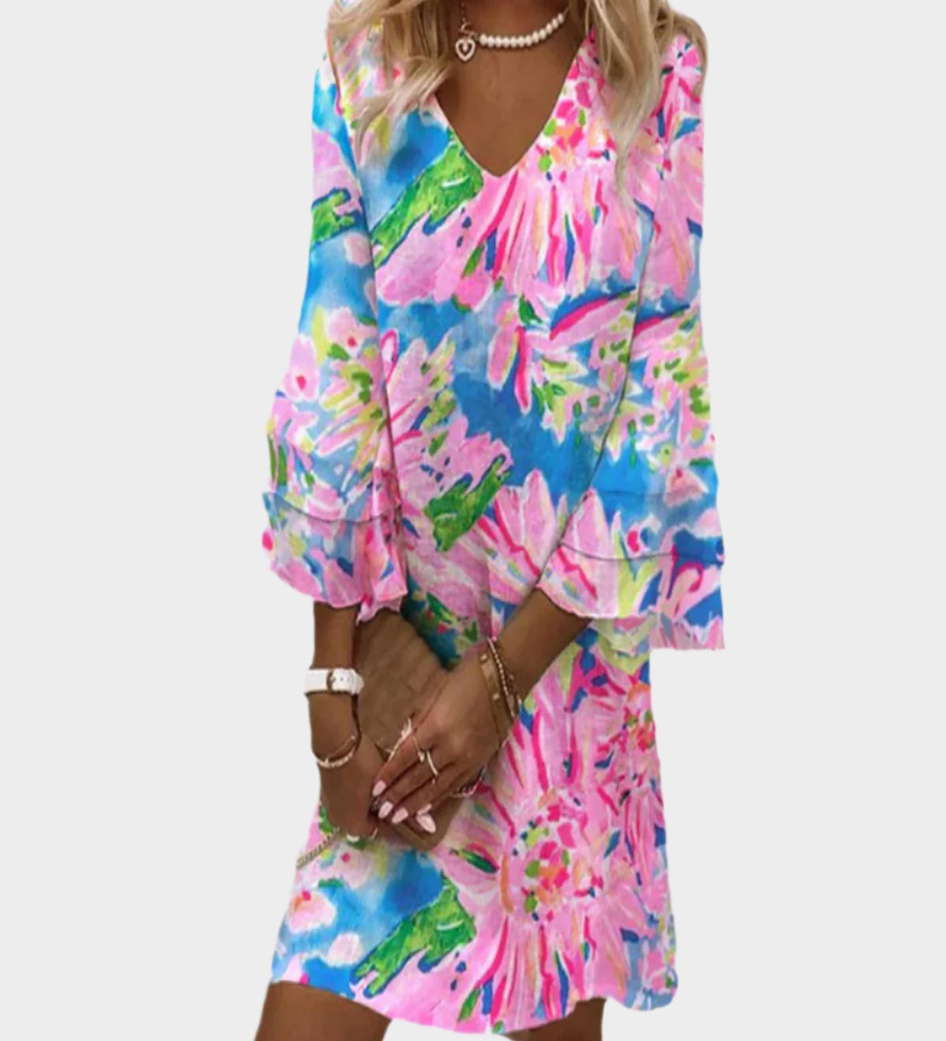 Retro Midi Šaty s Pohodlnými Rukávy Letní Elegance