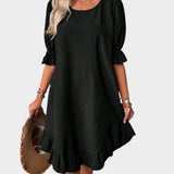 Retro Midi Šaty s Pohodlnými Rukávy Letní Elegance