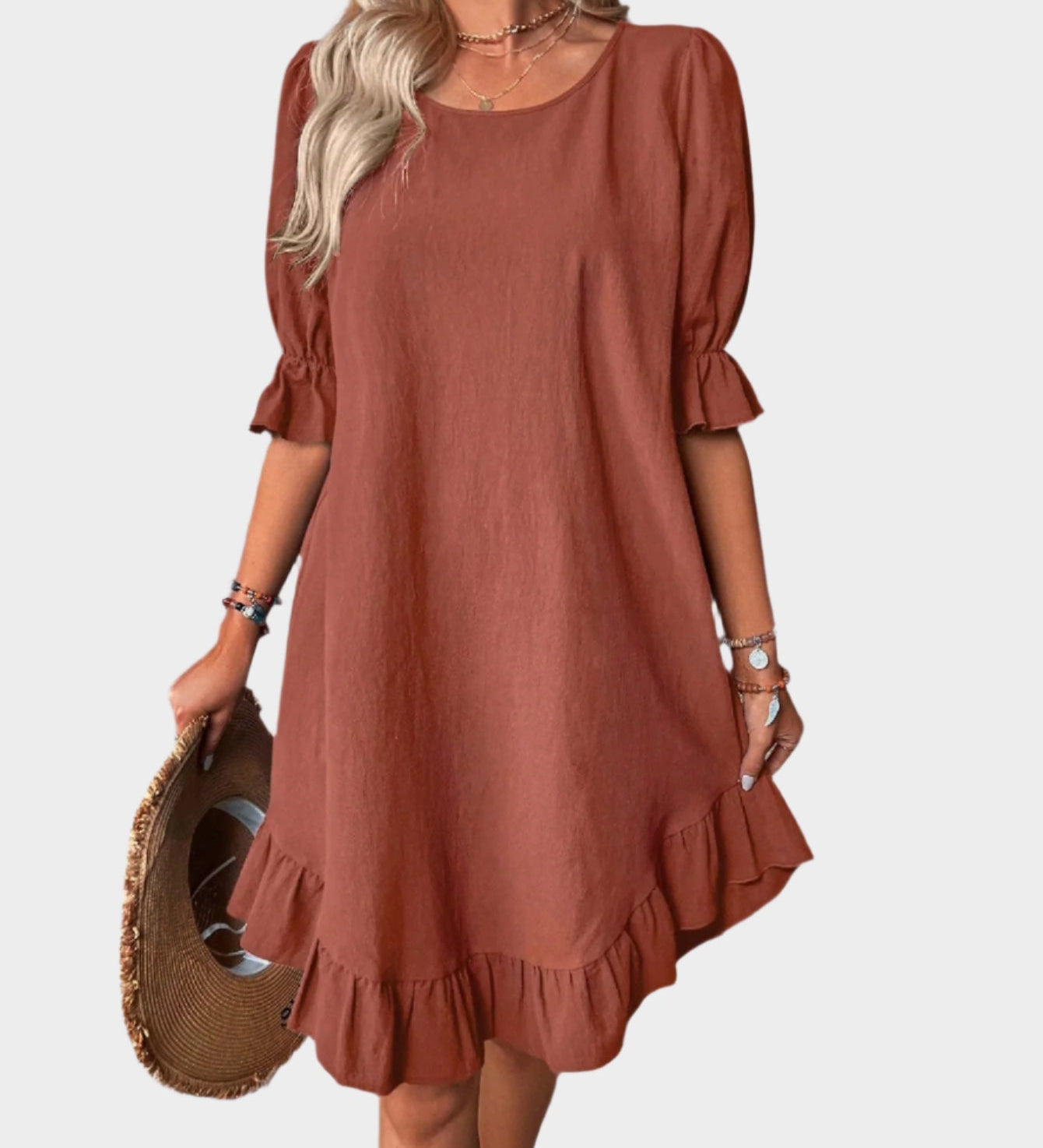 Retro Midi Šaty s Pohodlnými Rukávy Letní Elegance