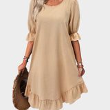 Retro Midi Šaty s Pohodlnými Rukávy Letní Elegance