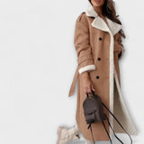 Maria – Dlouhá klasická bunda s fleecovou podšívkou a teddy límcem