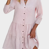 Lehké Letní Kárované Šaty S Knoflíky Vpředu Modrý Vzor