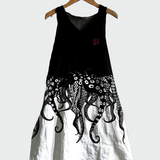 Elegantní Midi Šaty S Potiskem Chobotnice V Modré Barvě