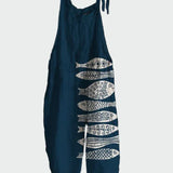 Retro Overal S Květinovým Vzorem Elegantní Styl Pohodlí