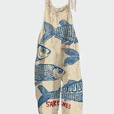 Retro Květinový Overal S Mořským Nádechem Pro Letní Dny