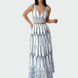 Bílý Dvoudílný Set Středomořská Harmonie s Výšivkami