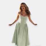 Retro Midi Šaty Se Tenkými Ramínky Letní Swingovou Siluetou