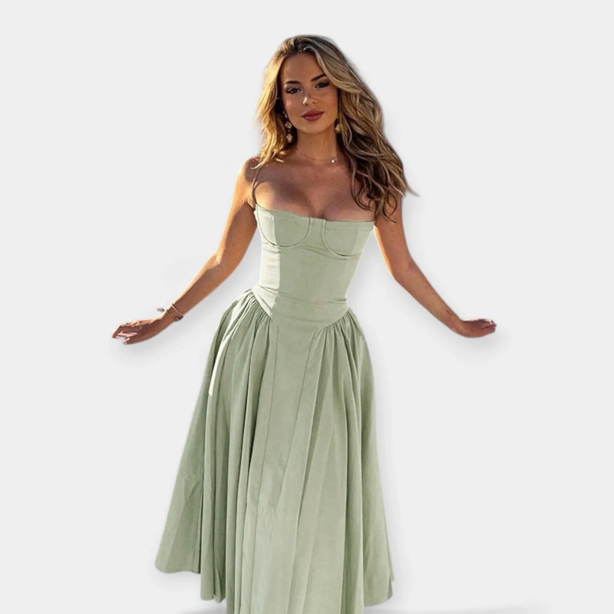 Retro Midi Šaty Se Tenkými Ramínky Letní Swingovou Siluetou