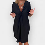 Elegantní Šaty SV Výstřihem A Dekorativním Lemem Pro Léto