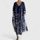 Večerní Šaty SV Výstřihem Tmavě Modré Květinové Motivy