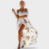 Verena Boho Midi Šaty bez Ramínka s Květinovým Vzorem