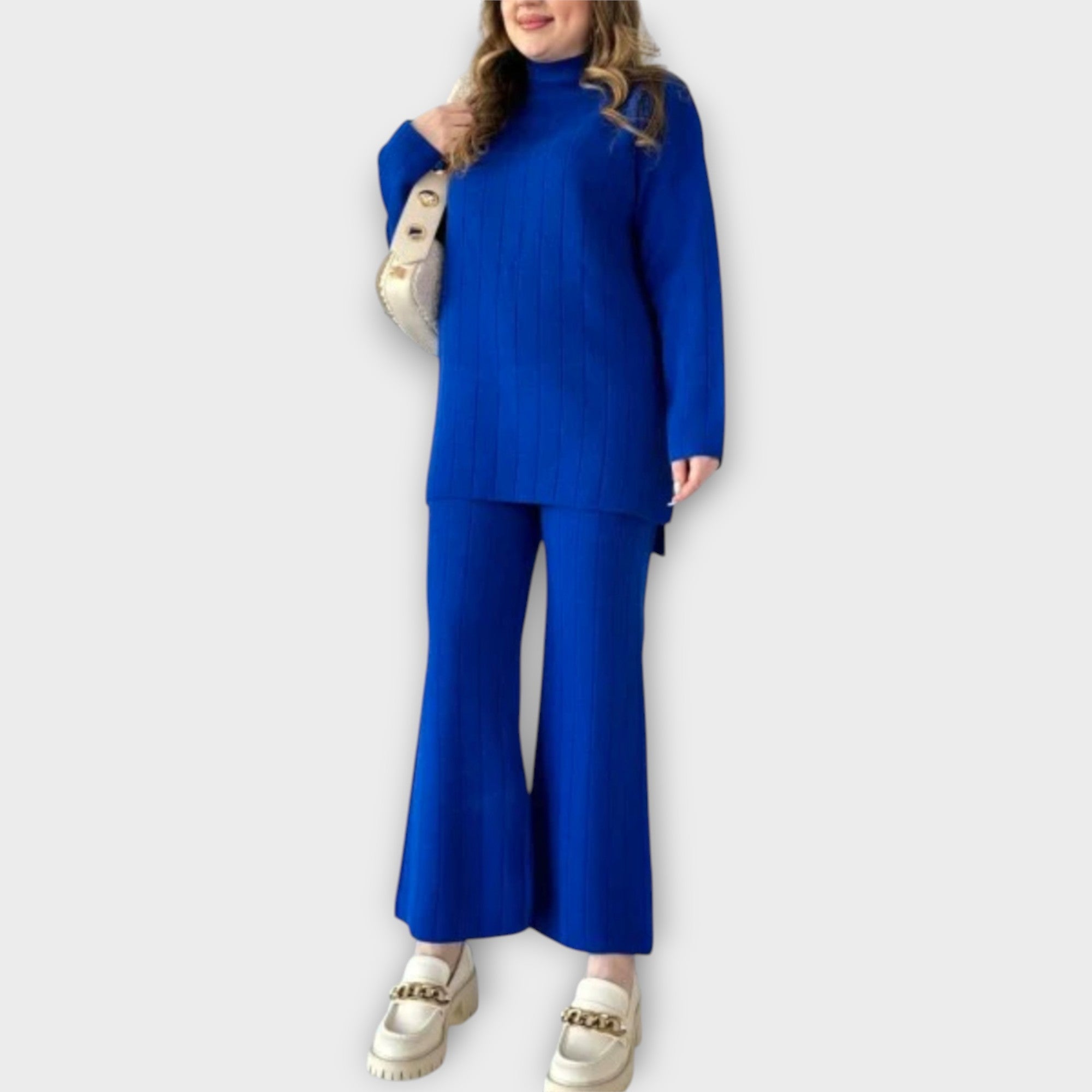 Pletený Set S Volným Střih Pro Elegantní Dámský Vzhled