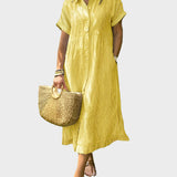 Pruhované Košilové Šaty S Knoflíky A Funkčními Kapsami