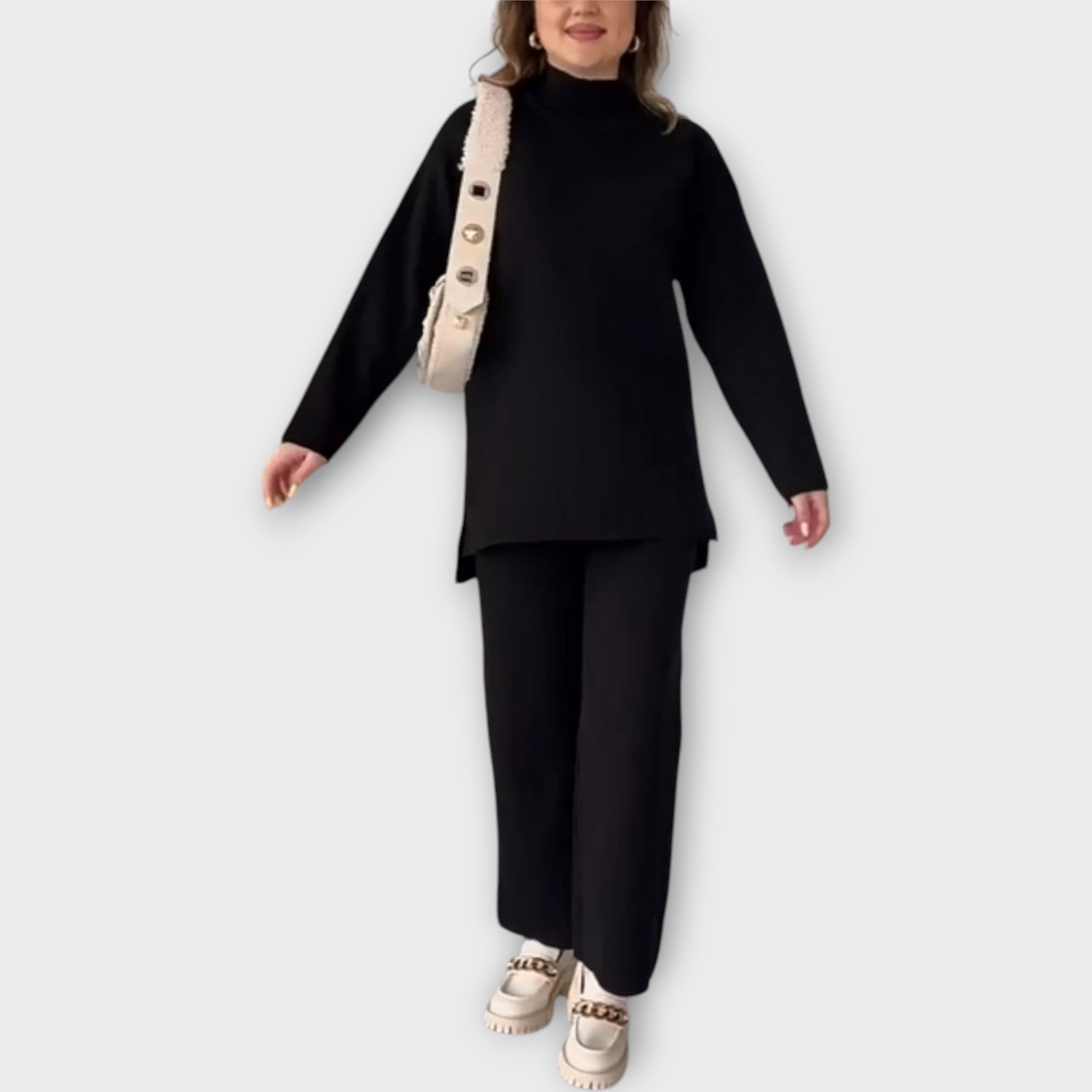 Pletený Set S Volným Střih Pro Elegantní Dámský Vzhled