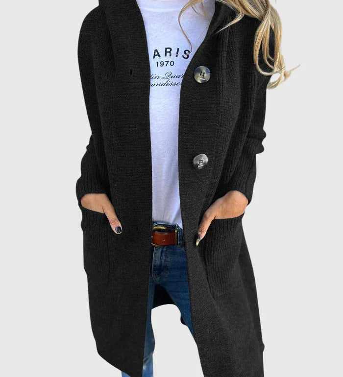 Giselle – Dlouhý pletený kabát s kapucí