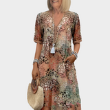 Letní Šaty Florina SV Dekoltem A Živým Letním Potiskem