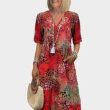 Letní Šaty Florina SV Dekoltem A Živým Letním Potiskem