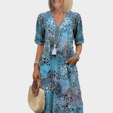 Letní Šaty Florina SV Dekoltem A Živým Letním Potiskem