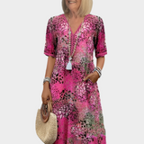 Letní Šaty Florina SV Dekoltem A Živým Letním Potiskem