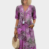 Letní Šaty Florina SV Dekoltem A Živým Letním Potiskem