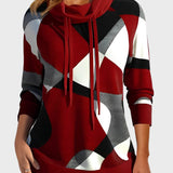 Pletená Mikina s Uměleckým Vzorem a Kapucí pro Každý Den