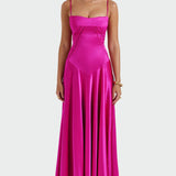 Saténové Maxi Šaty s Tenkými Ramínky pro Příležitosti