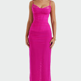 Eliška Drapované Maxi Šaty Z Tylu S Dekoltu A Krajkou