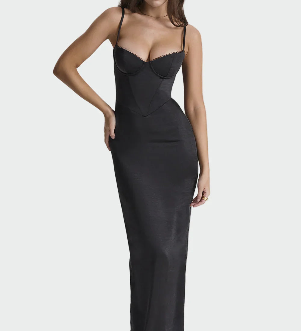 Brigita | Saténové Šaty Elegantní A Nadčasový Minimalistický Střih