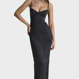 Brigita | Saténové Šaty Elegantní A Nadčasový Minimalistický Střih