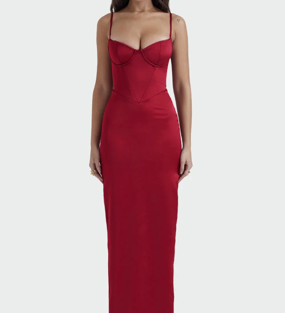 Brigita | Saténové Šaty Elegantní A Nadčasový Minimalistický Střih