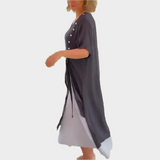 Klasické Maxi Šaty v Jednobarevném Modrém Odstínu s Knoflíky