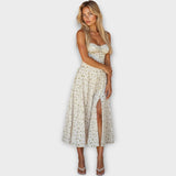 Midi Šaty S Korzetem Vintage Květinovým Vzorem Elegantní