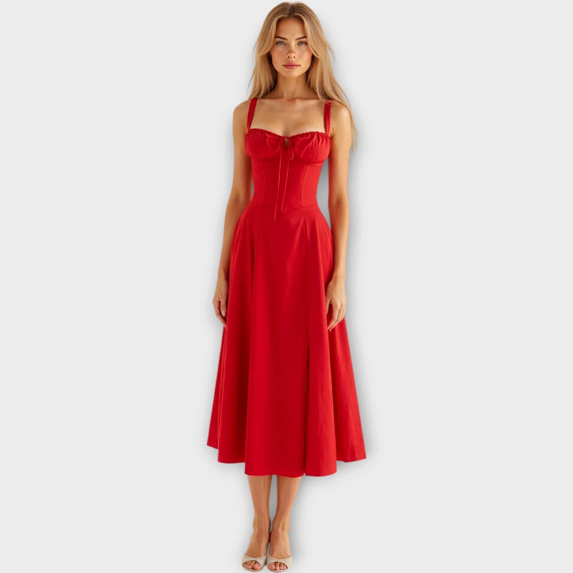 Midi Šaty S Korzetem Vintage Květinovým Vzorem Elegantní