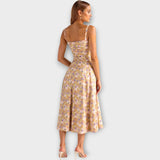 Midi Šaty S Korzetem Vintage Květinovým Vzorem Elegantní